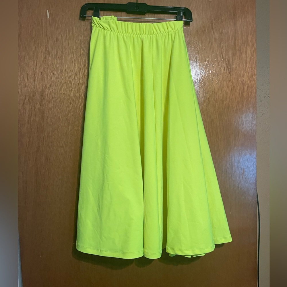 REBDOLLS Neon Yellow MIDI A-Lone Skirt